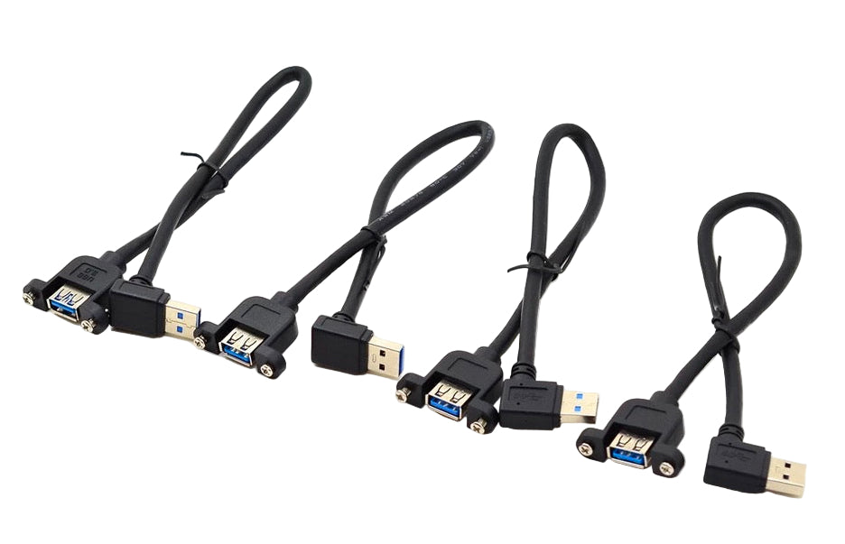 USB-A 3.0 Male to Female M3 Panel Mount Extension Cable 0.3m