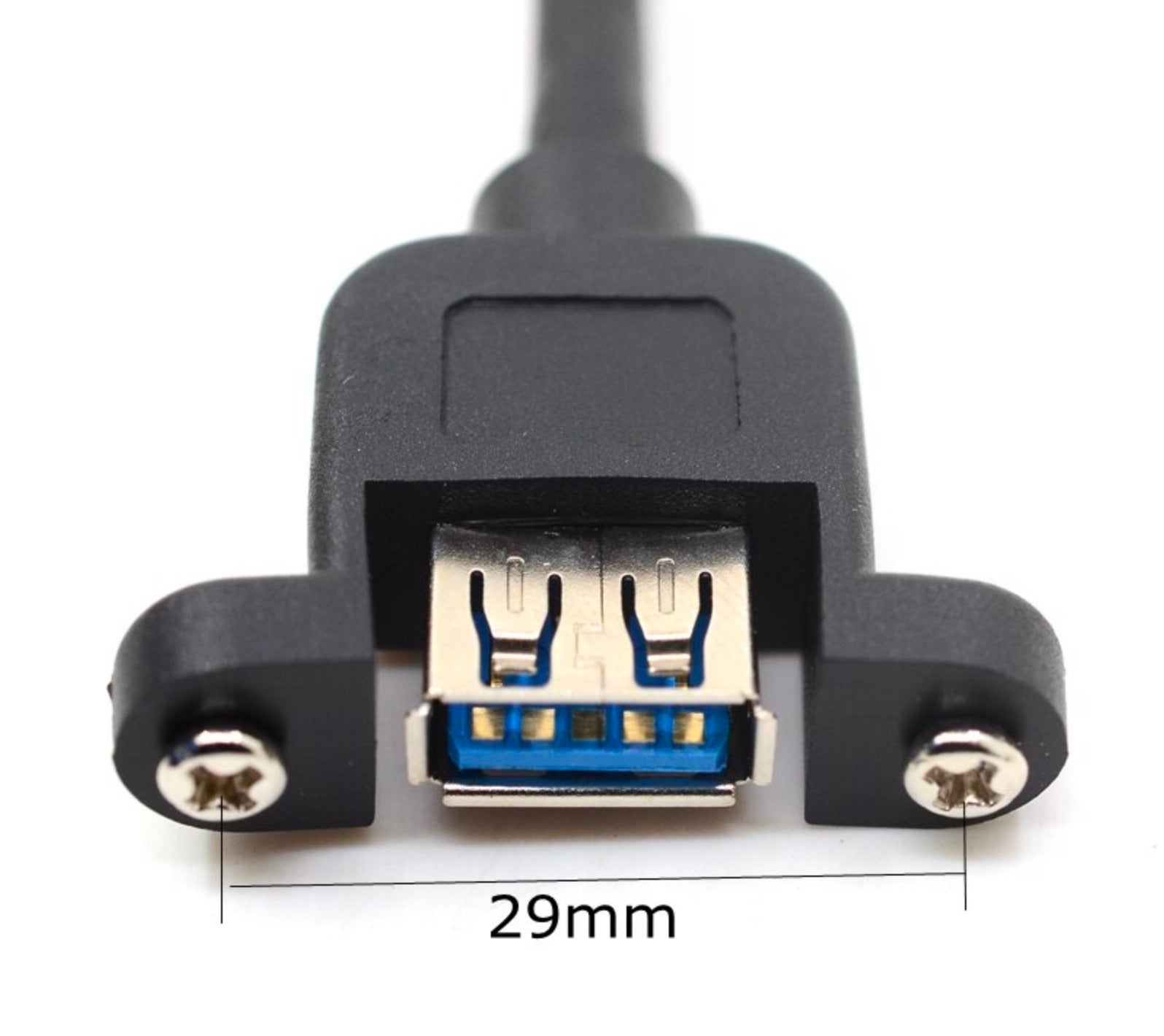 USB 3.0 Panel Mount Cable, USB 3.0 A Male to Female with M3 Screws Extension Connector | Left Angle