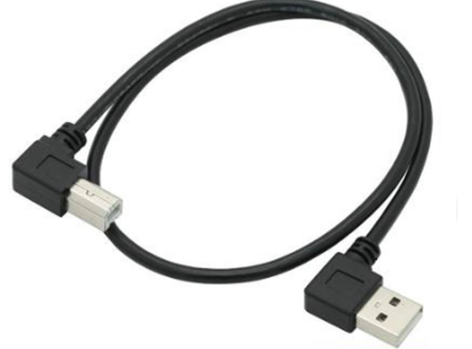 USB-A 2.0 Left Angle Male to USB-B 2.0 Right Angle Male Printer Cable 0.5m