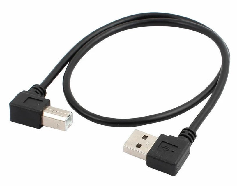 USB-A 2.0 Right Angled Male to USB-B Right Angled Male Printer Scanner Cable 0.5m