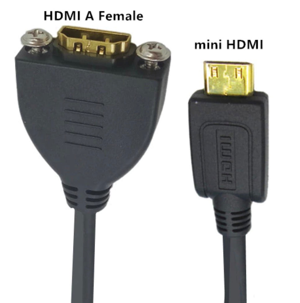 Mini HDMI Male to HDMI Female Panel Mount Extension Cable 0.5m