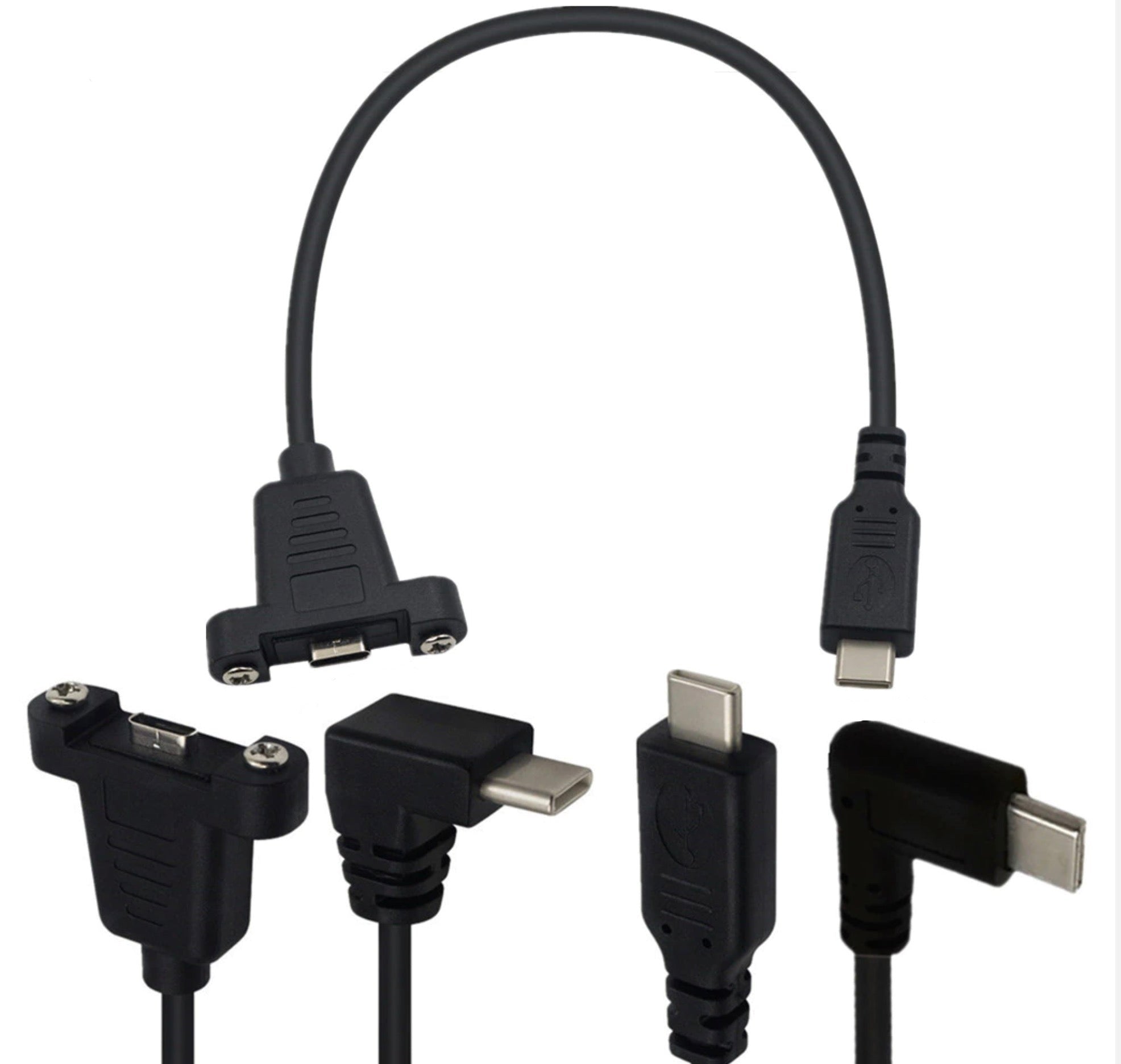 USB C Male to USB C Female Angled Panel Extension Cable 0.3m