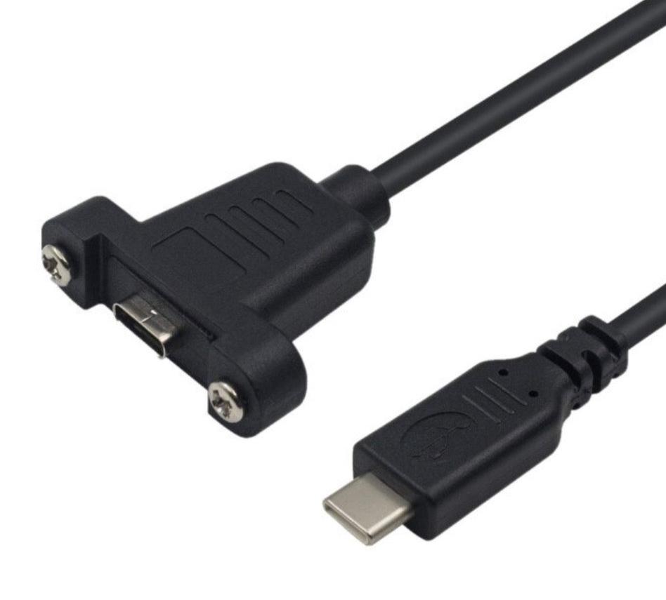 USB C Male to USB C Female Angled Panel Extension Cable 0.3m