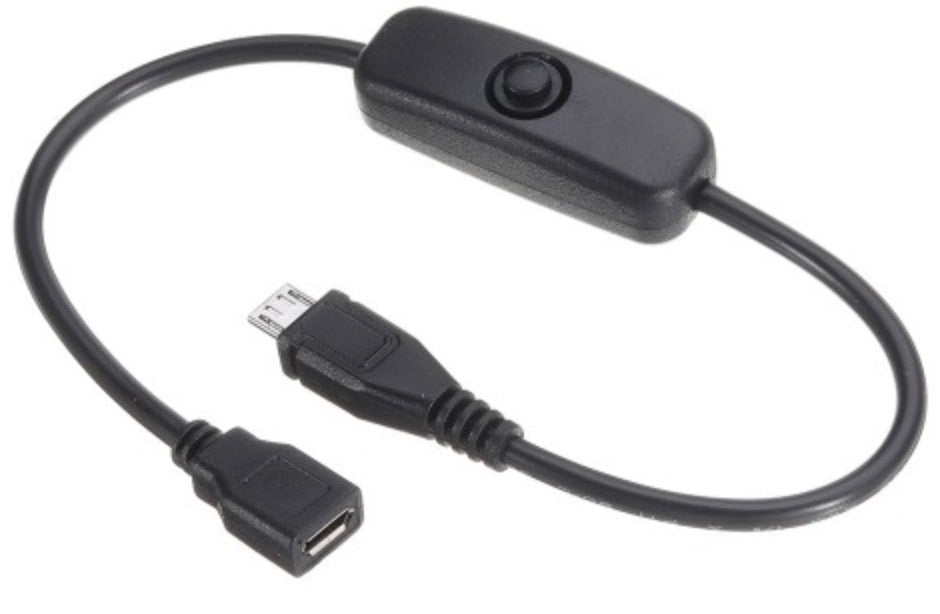 Micro USB Male to Female Charging Extension Cable with On/Off Switch 0.3m