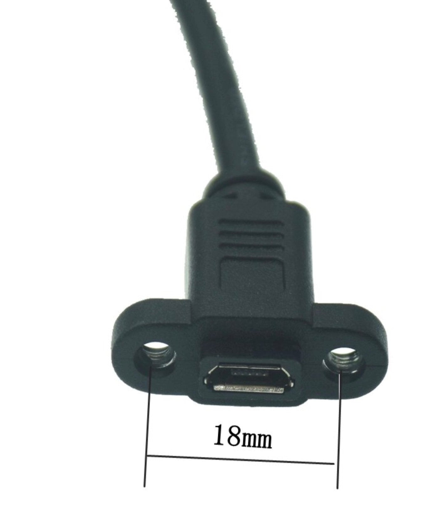 Micro-B USB 5 Pin Male to Female Panel Mount Extension Cable