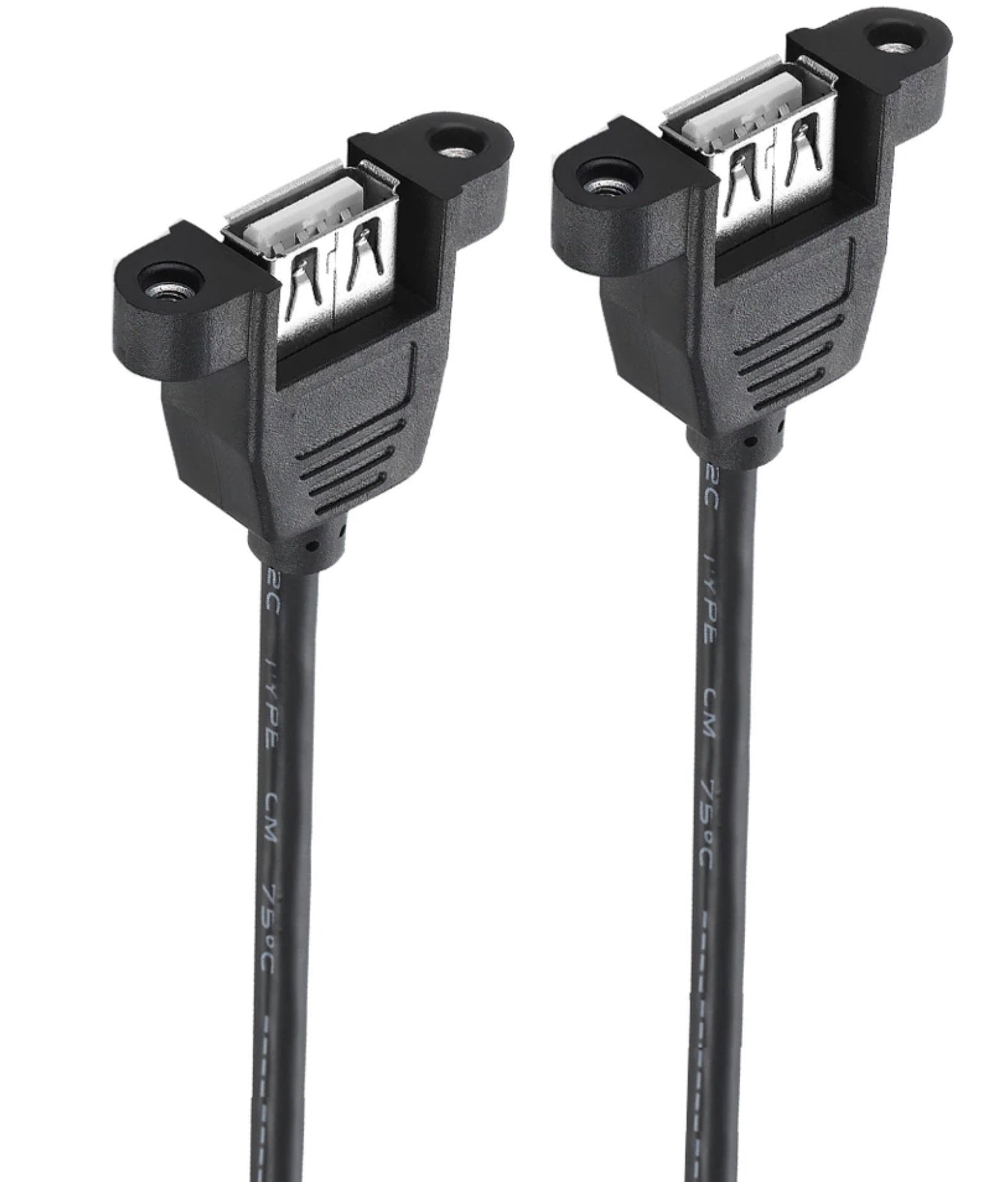 USB 2.0 Type A Female to USB 2.0 A Female Panel Mount Extension Cable