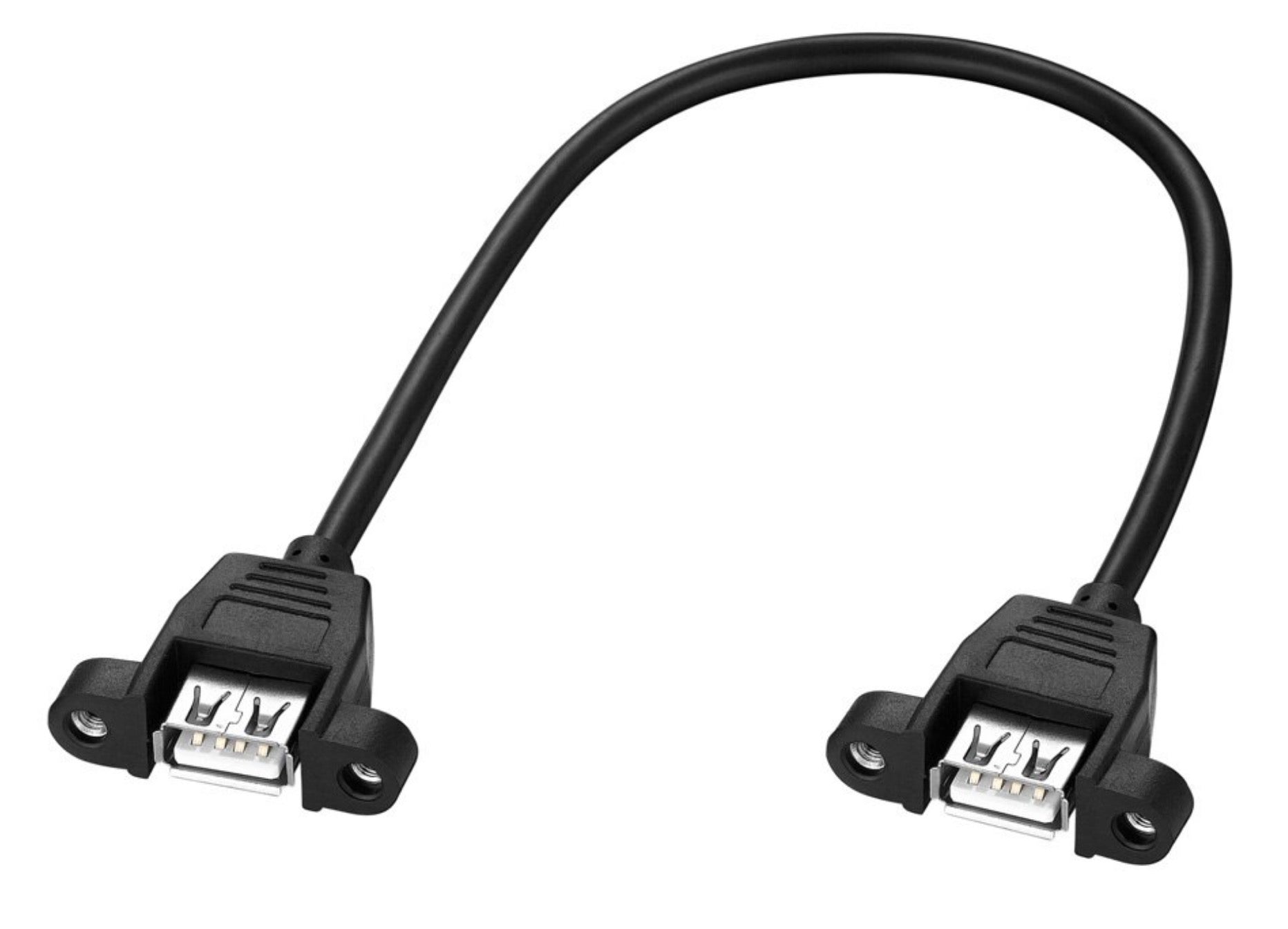 USB 2.0 Type A Female to USB 2.0 A Female Panel Mount Extension Cable