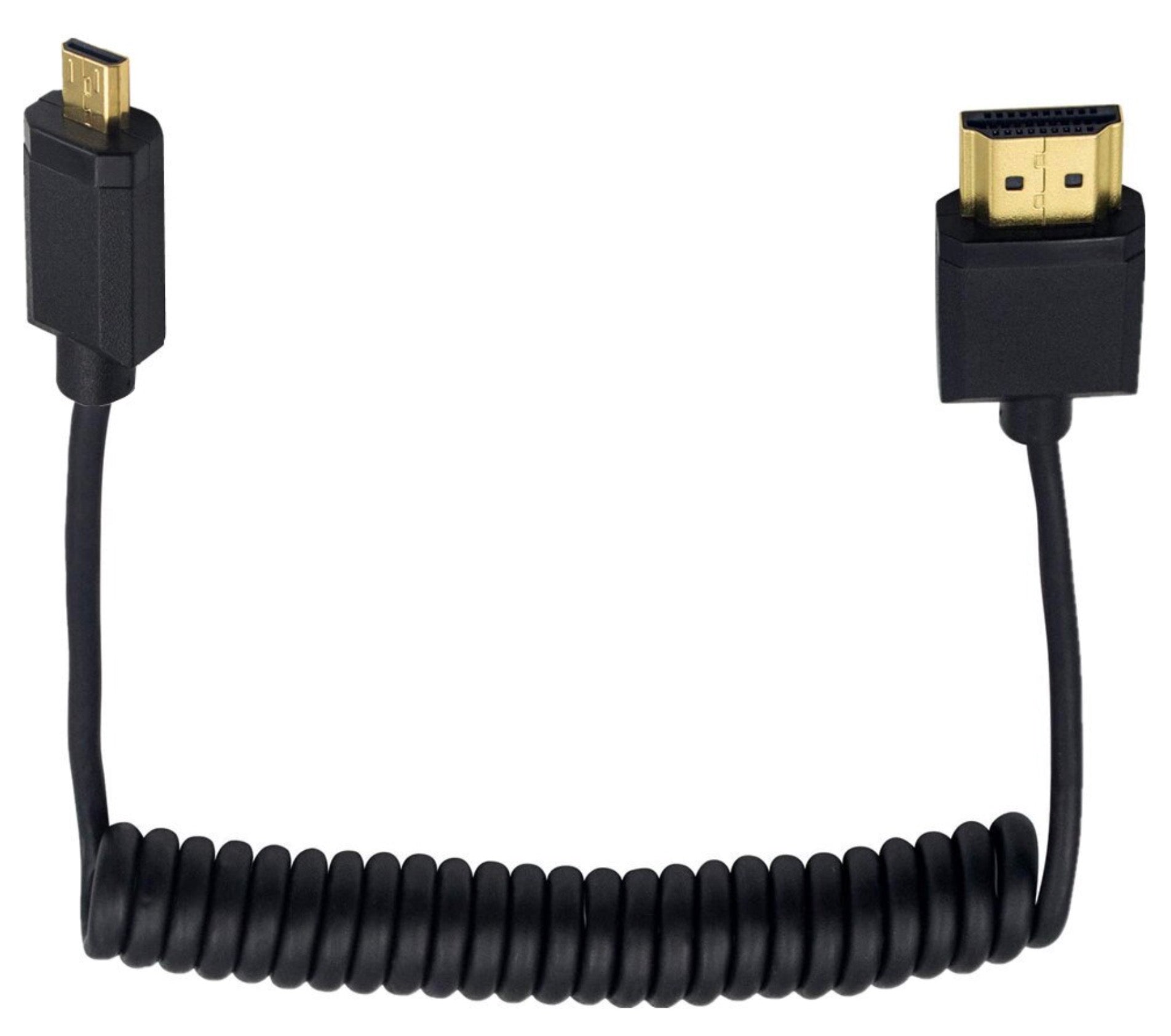 Ultra Slim Micro HDMI Male to Standard HDMI Male Coiled 4K Cable