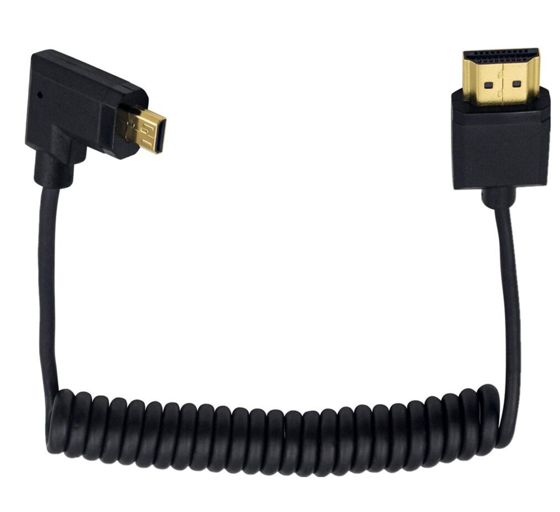 Ultra Slim Micro HDMI Male to Standard HDMI Male Coiled 4K Cable