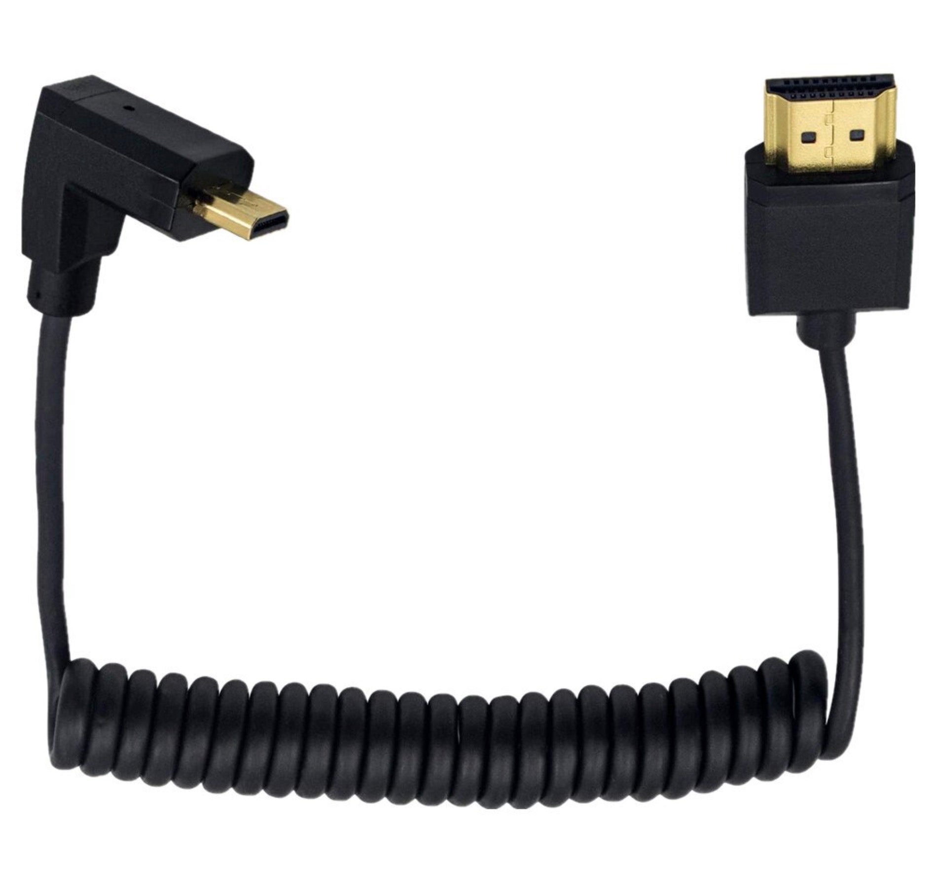 Ultra Slim Micro HDMI Male to Standard HDMI Male Coiled 4K Cable