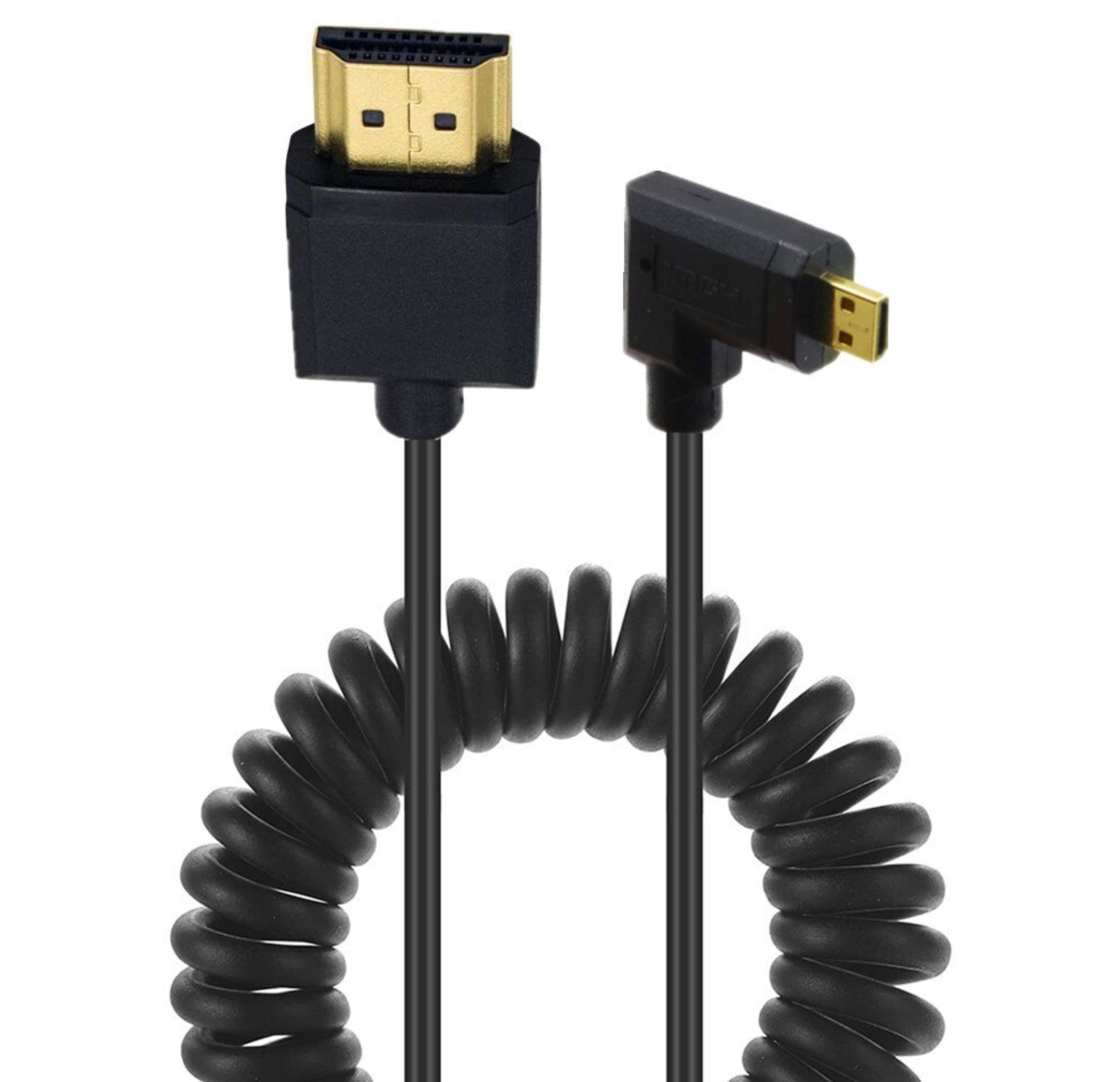 Ultra Slim Micro HDMI Male to Standard HDMI Male Coiled 4K Cable