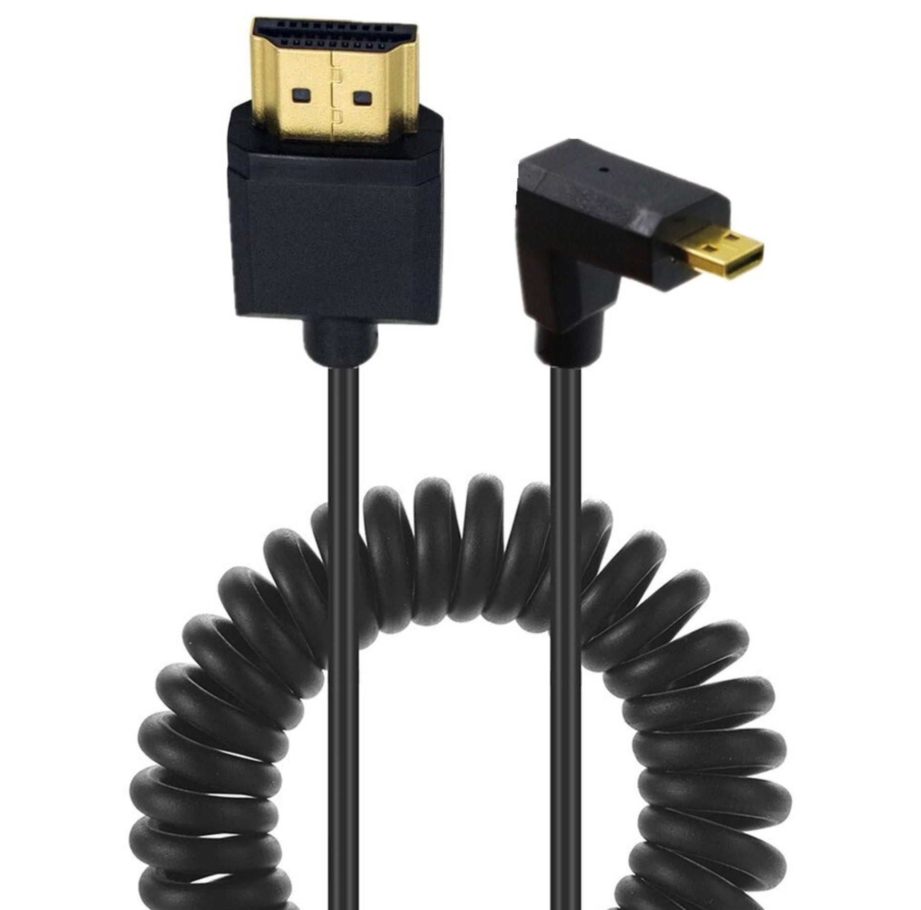 Ultra Slim Micro HDMI Male to Standard HDMI Male Coiled 4K Cable