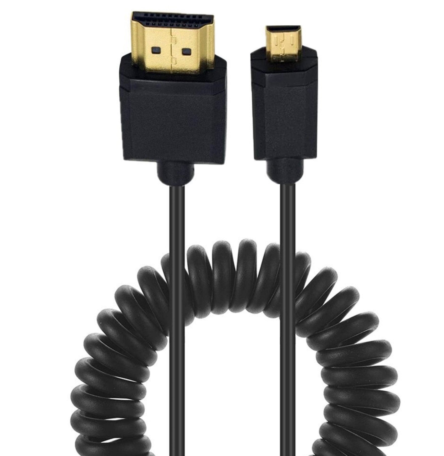 Ultra Slim Micro HDMI Male to Standard HDMI Male Coiled 4K Cable