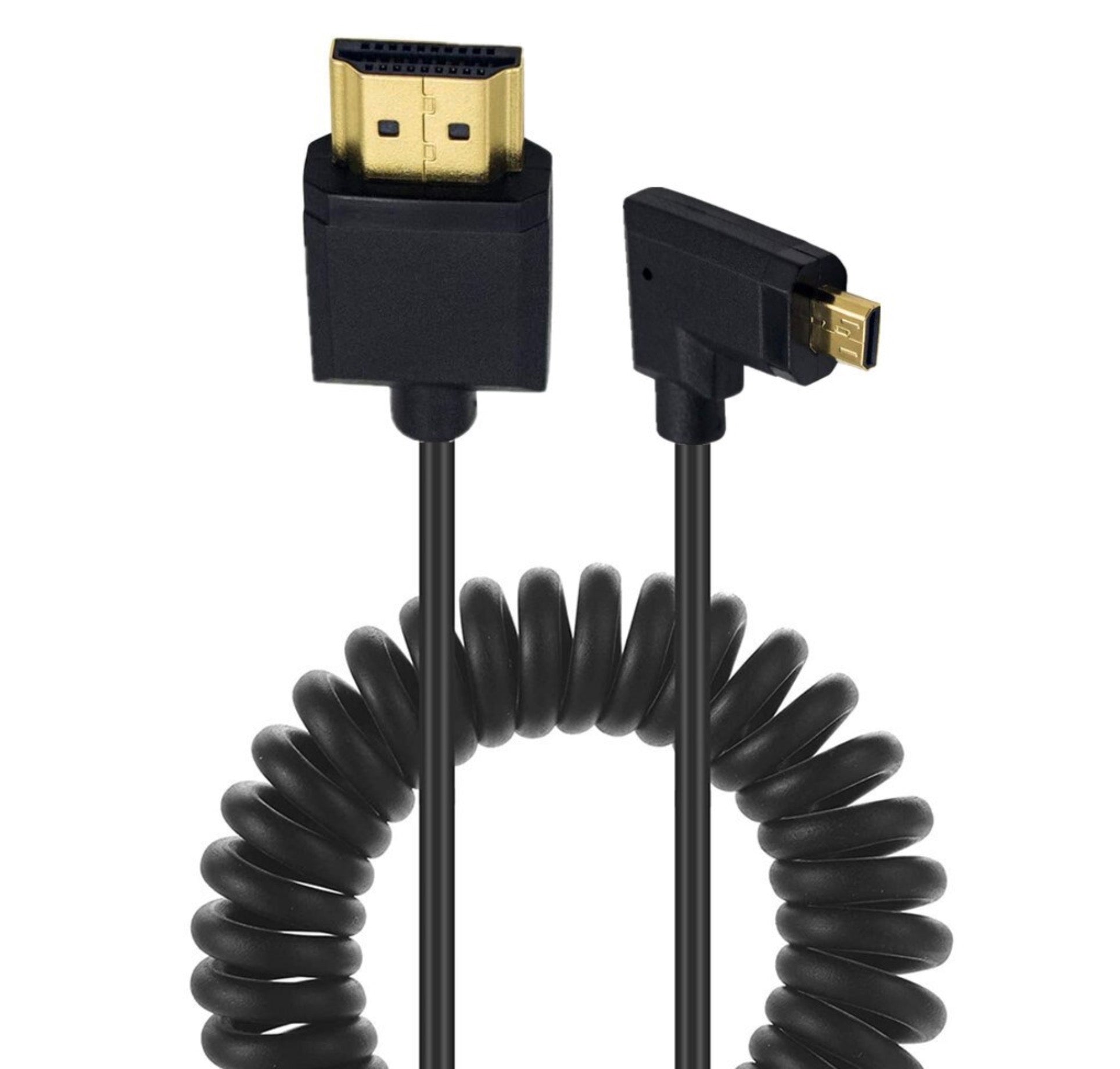 Ultra Slim Micro HDMI Male to Standard HDMI Male Coiled 4K Cable