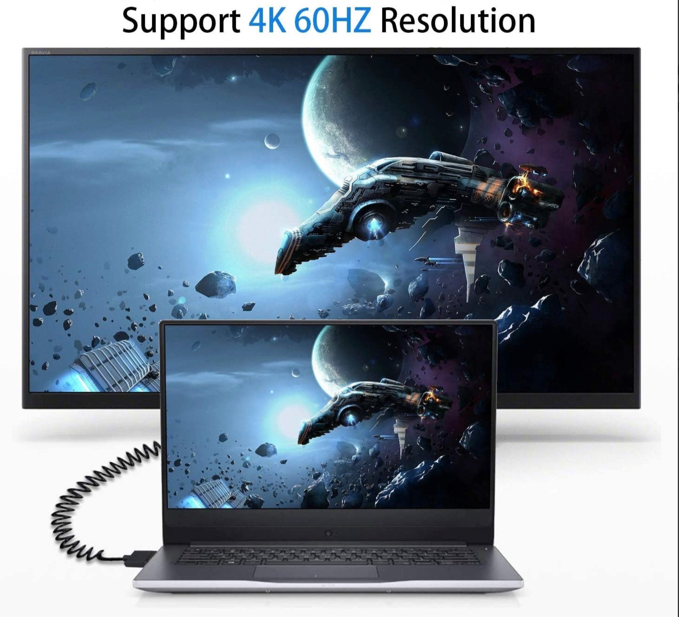 Ultra Slim Micro HDMI Male to Standard HDMI Male Coiled 4K Cable