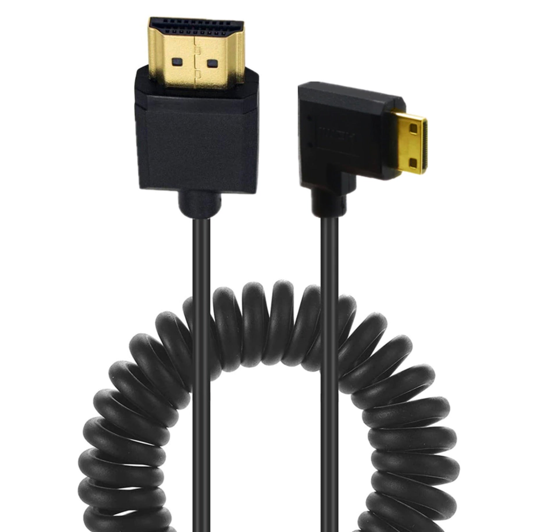 Ultra Slim Mini HDMI Male to Standard HDMI Male Coiled 4K Cable