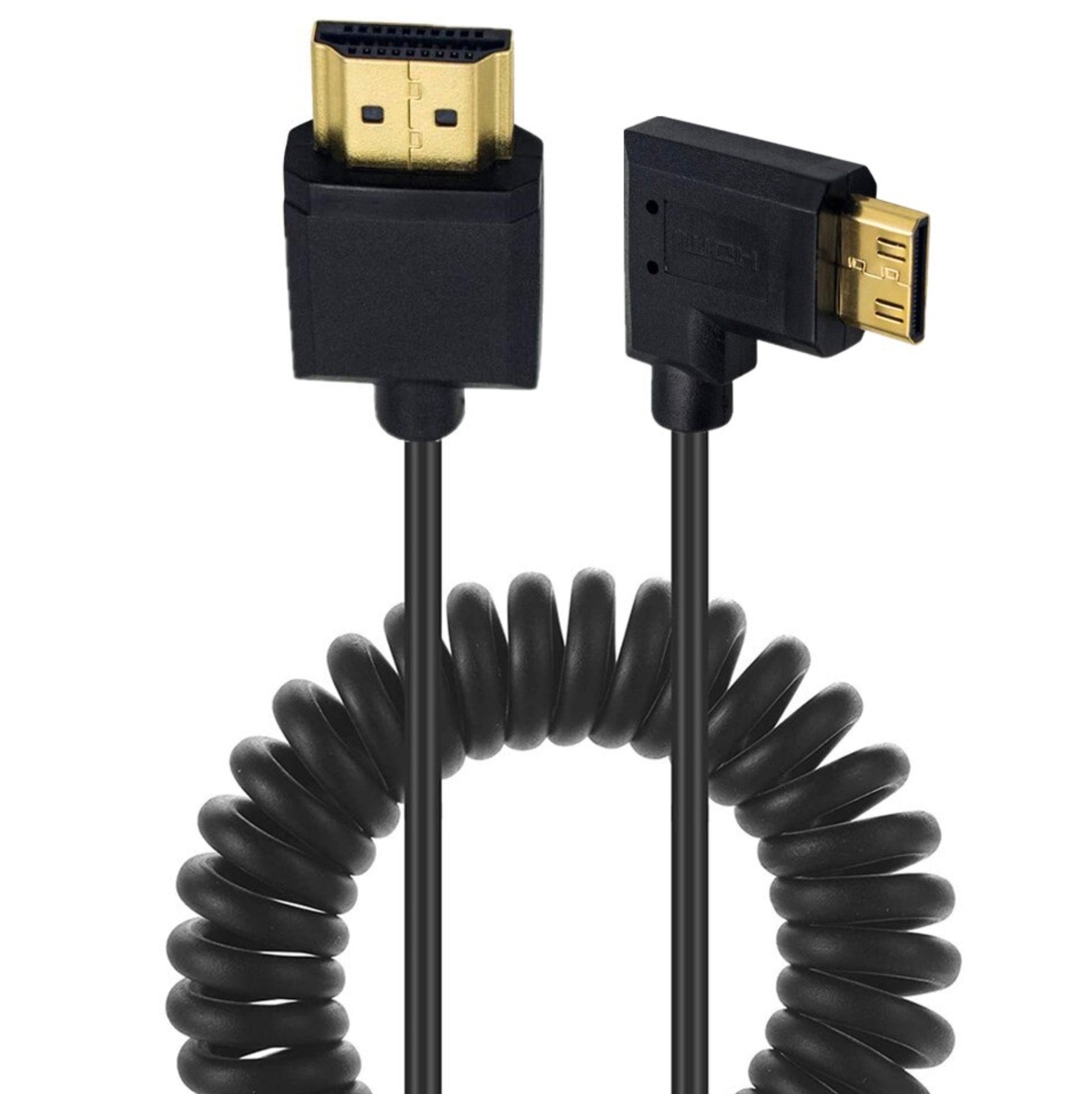 Ultra Slim Mini HDMI Male to Standard HDMI Male Coiled 4K Cable