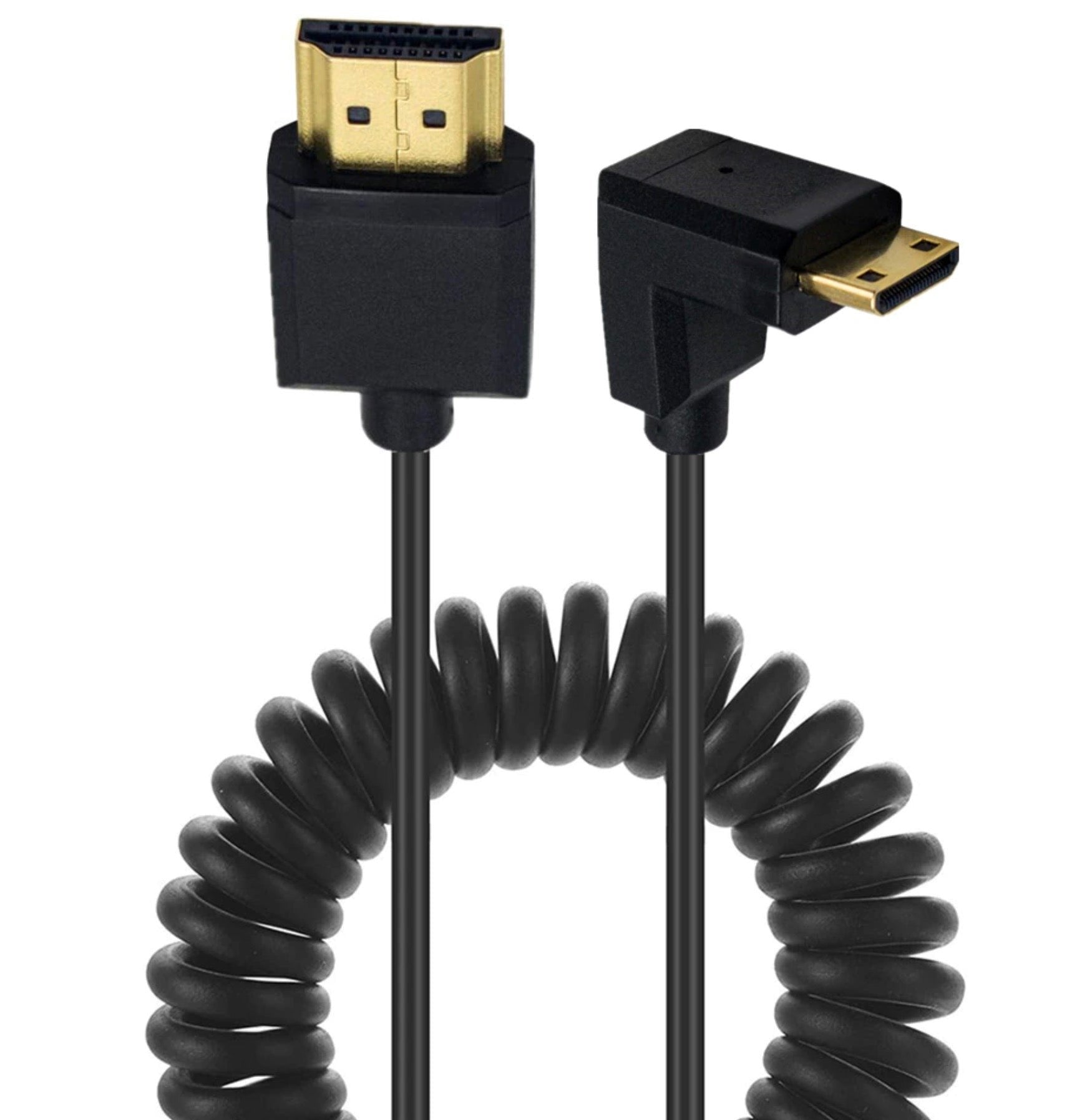 Ultra Slim Mini HDMI Male to Standard HDMI Male Coiled 4K Cable
