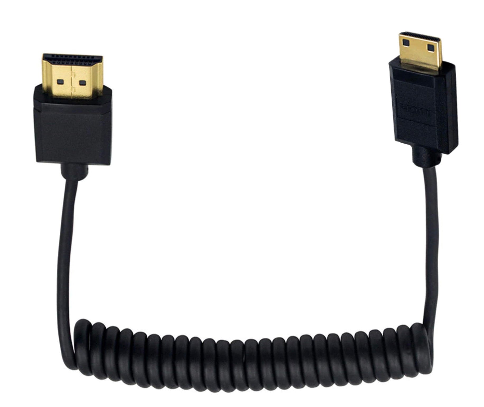 Ultra Slim Mini HDMI Male to Standard HDMI Male Coiled 4K Cable