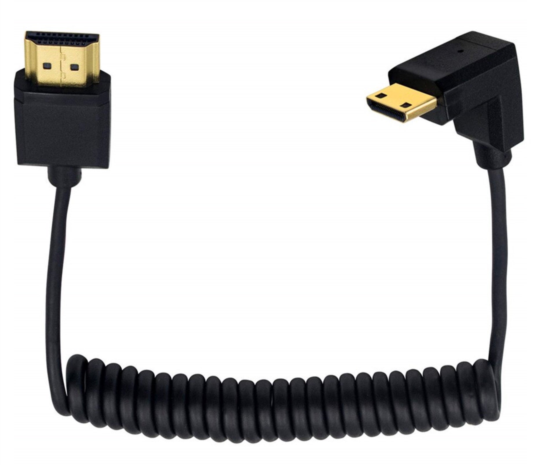 Ultra Slim Mini HDMI Male to Standard HDMI Male Coiled 4K Cable