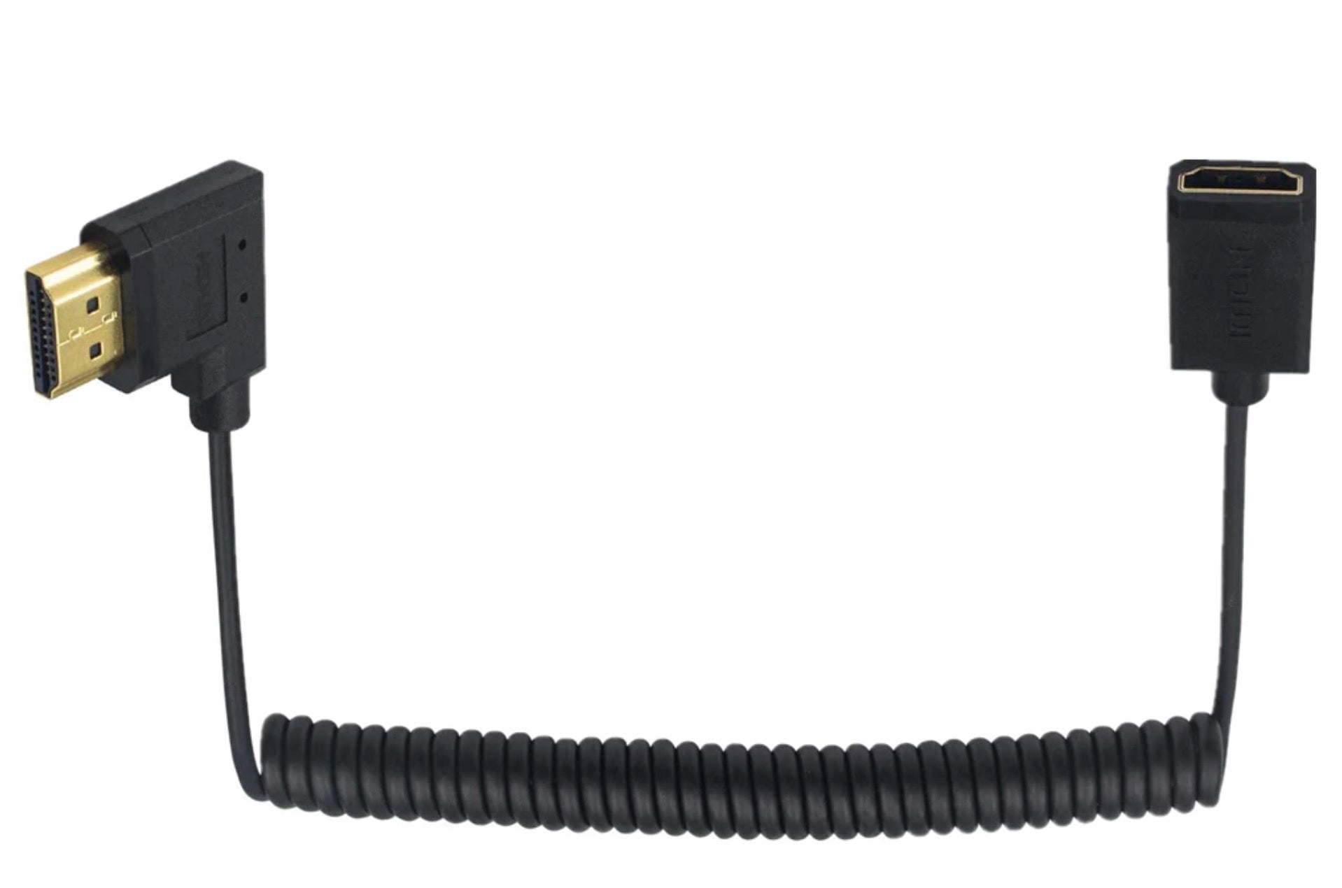 Ultra-Slim Coiled HDMI Male → Female Cable — 4K / Ethernet / ARC (0.8m → 1.2m)