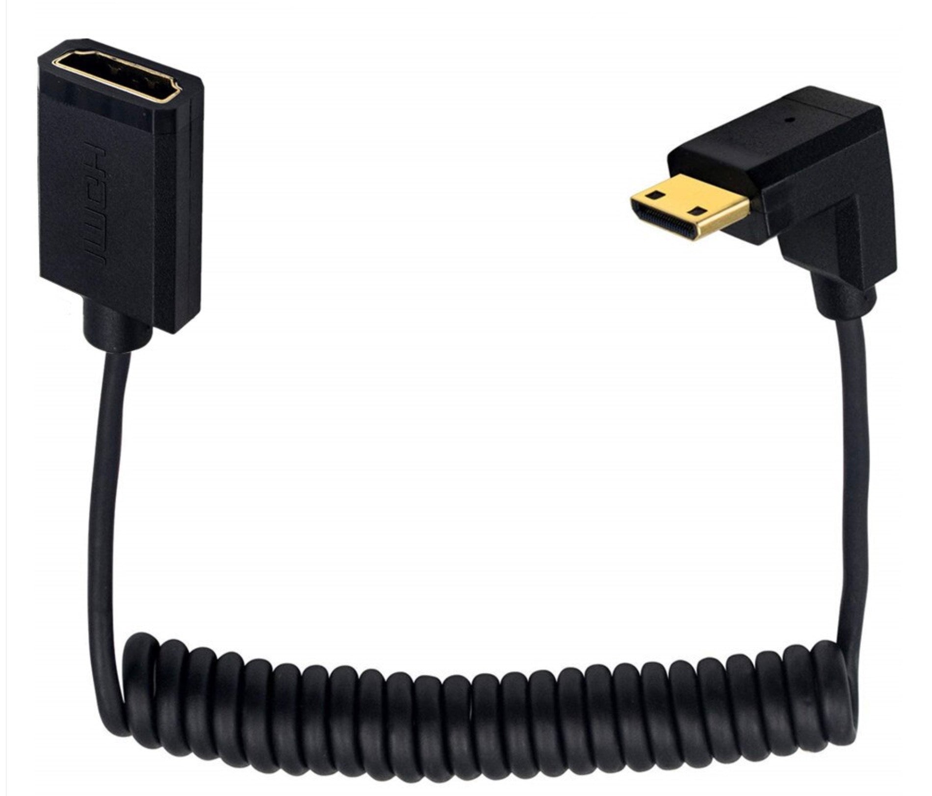 Mini HDMI to HDMI Female Coiled Cable – Ultra Slim, 4K 60Hz Video Adapter