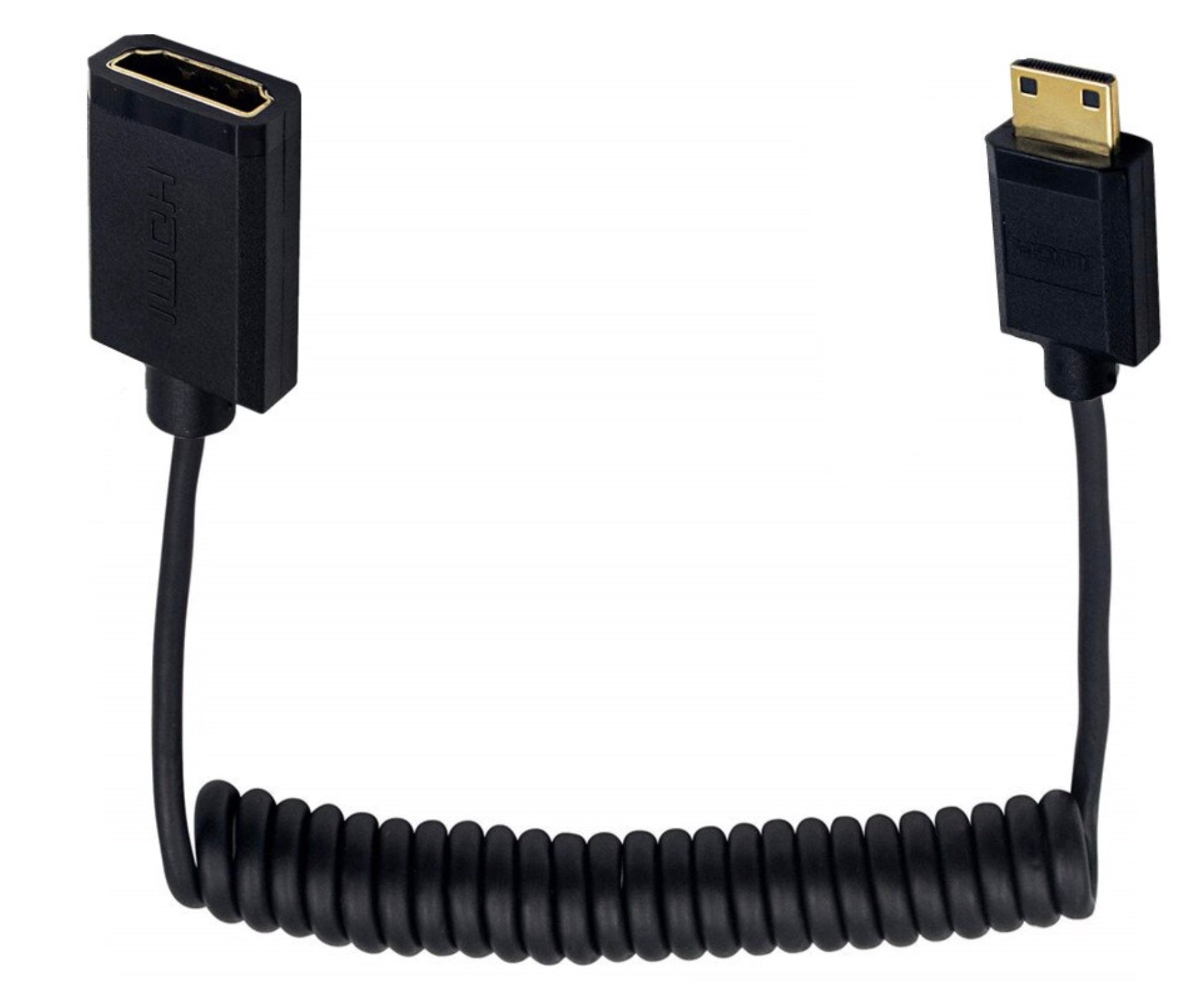 Mini HDMI to HDMI Female Coiled Cable – Ultra Slim, 4K 60Hz Video Adapter
