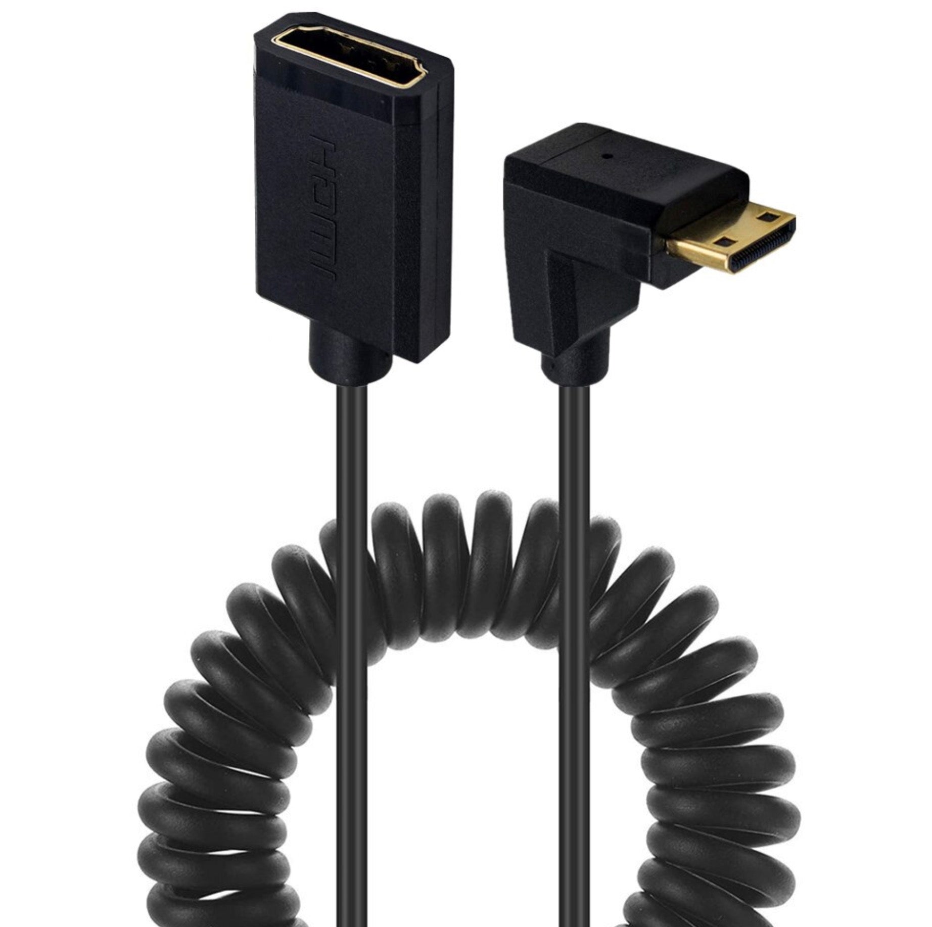 Mini HDMI to HDMI Female Coiled Cable – Ultra Slim, 4K 60Hz Video Adapter