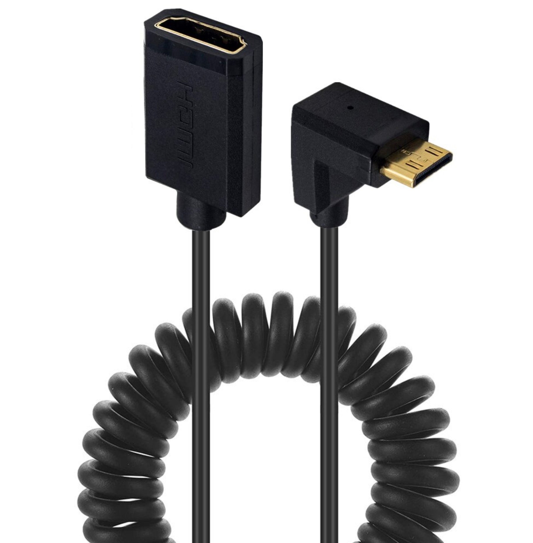 Ultra Slim Mini HDMI to HDMI Female Coiled Cable 4K 60Hz