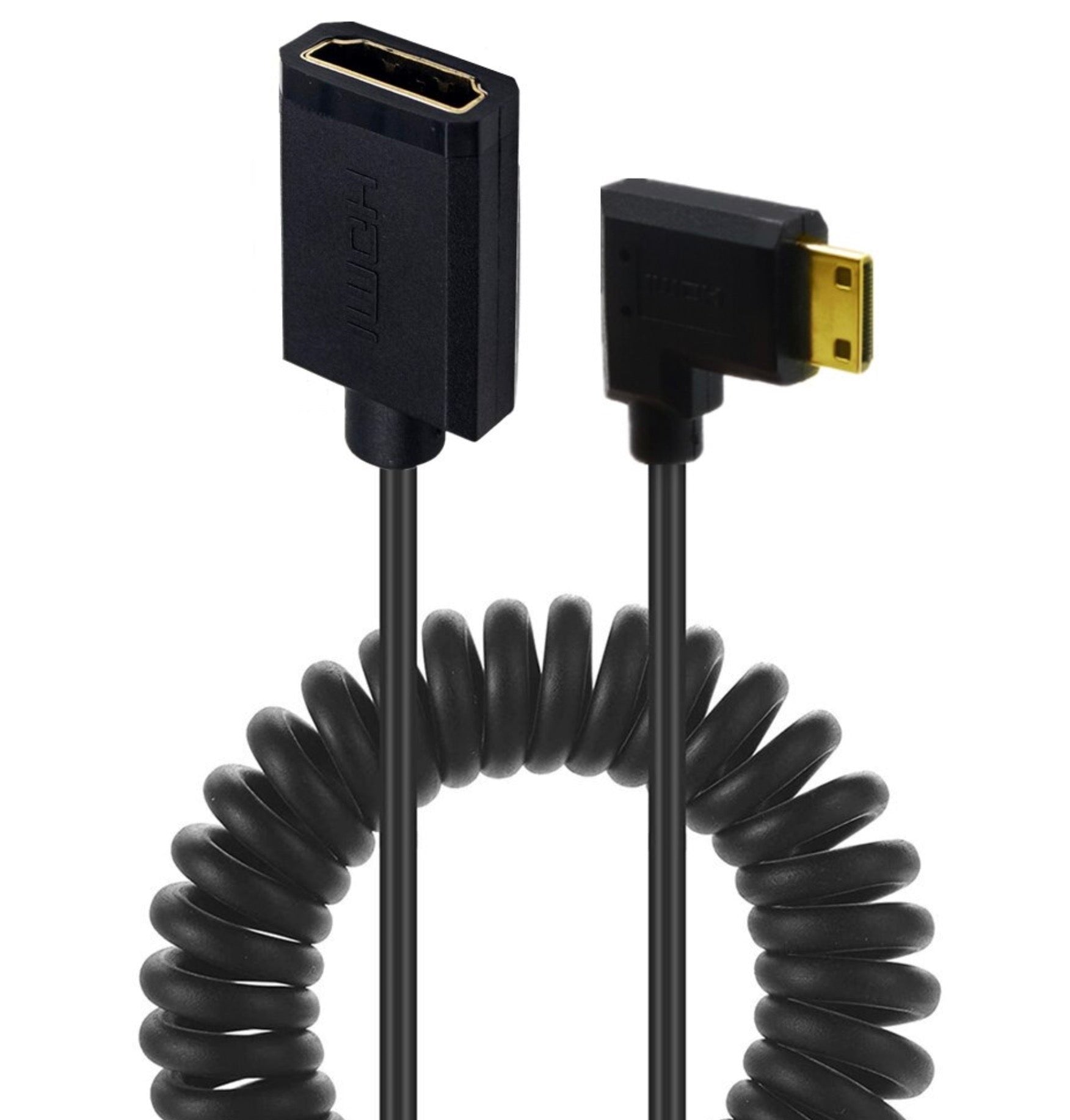 Mini HDMI to HDMI Female Coiled Cable – Ultra Slim, 4K 60Hz Video Adapter