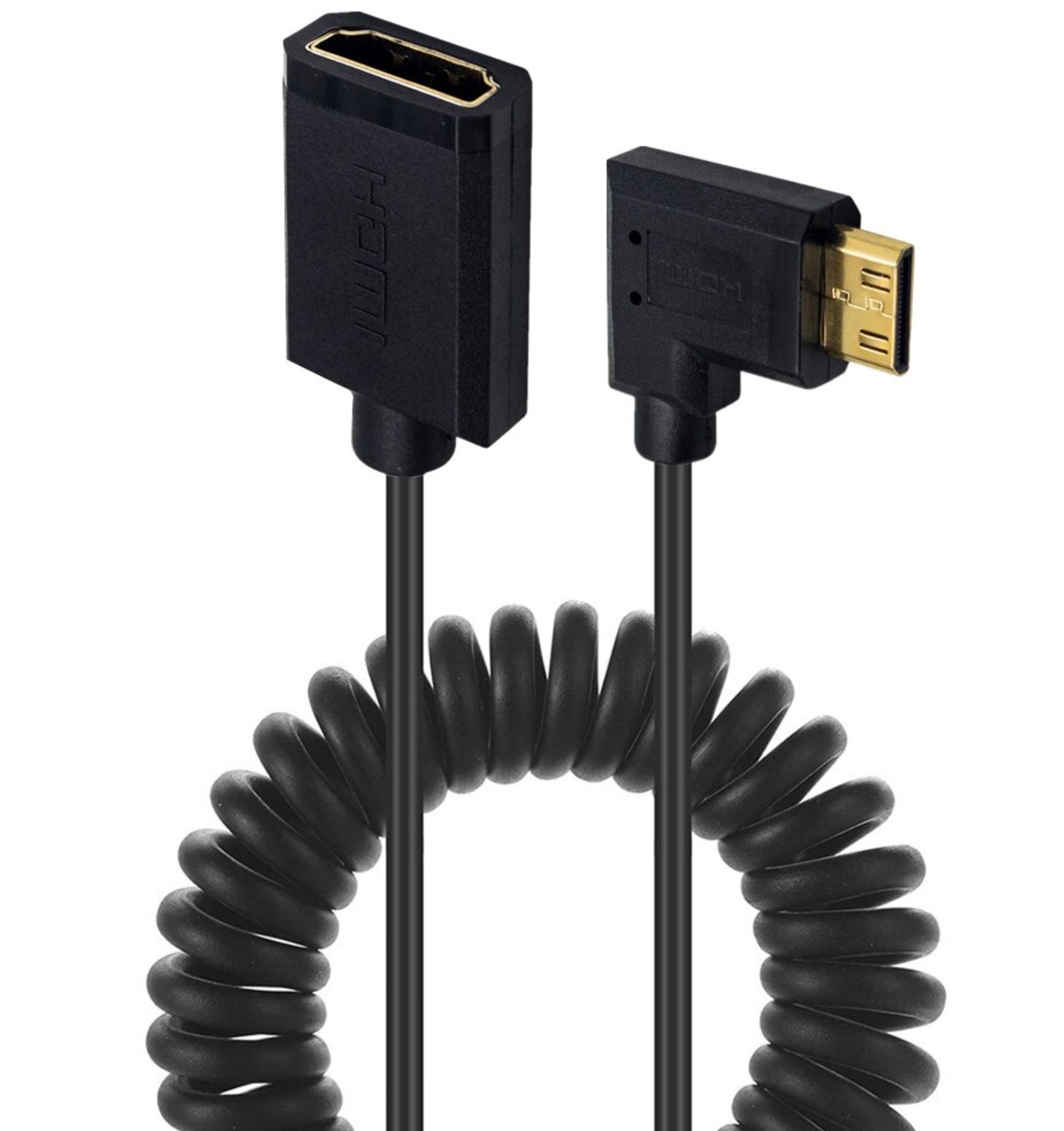 Mini HDMI to HDMI Female Coiled Cable – Ultra Slim, 4K 60Hz Video Adapter