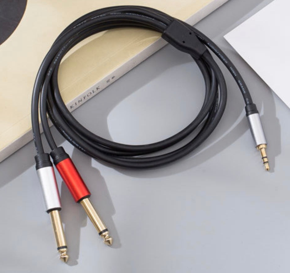 3.5mm TRS to Dual 6.35mm TS Cable – 1.5m Male to Mono Male Audio Y Splitter