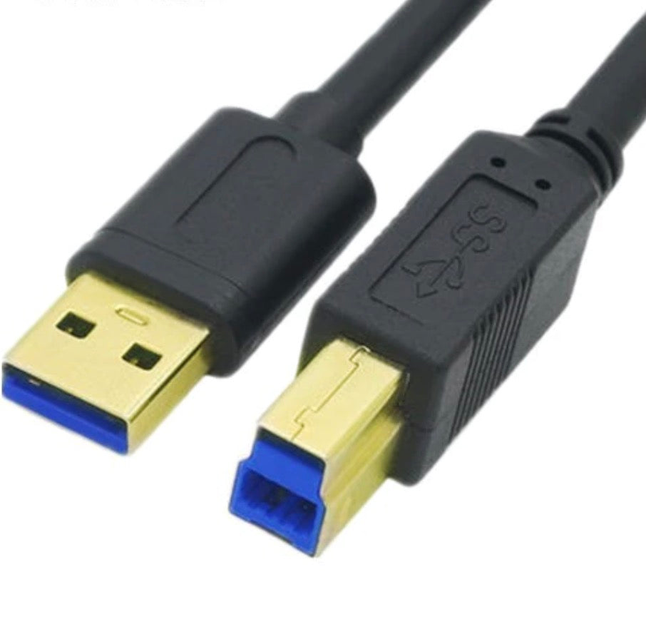 USB 3.0 A Male to B Type Male Cable For Scanners, Printers, Hard Drives
