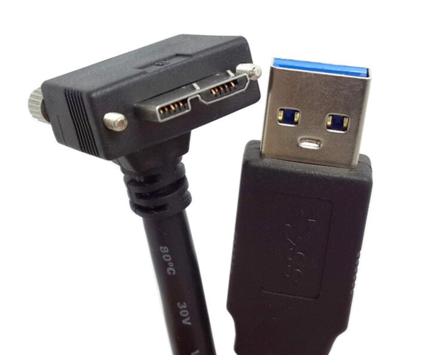 USB-A 3.0 Male to Micro B Angled Data Cable 1.2m