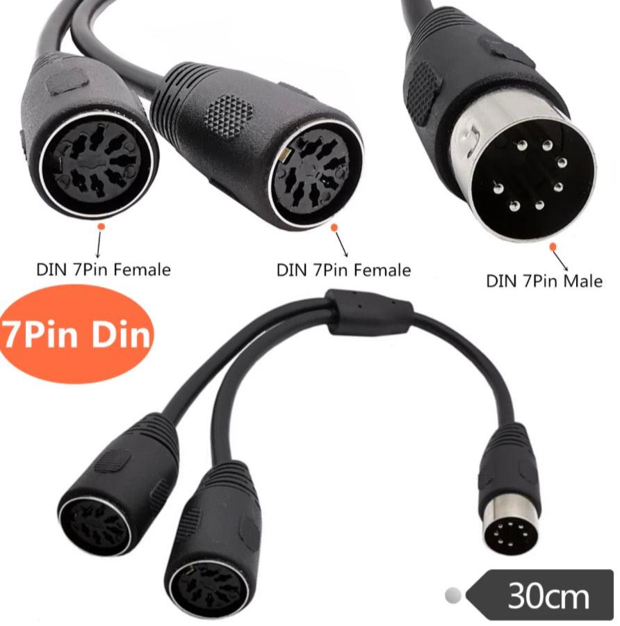 7-Pin Male to Dual 7-Pin Din Female Y Splitter Cable for Bang Olufsen Naim Quad Stereo Systems