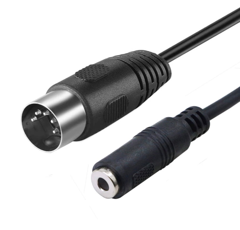5-Pin DIN Male to 3.5mm Female Stereo Jack Input Cable for CD Player, VCR, DVD