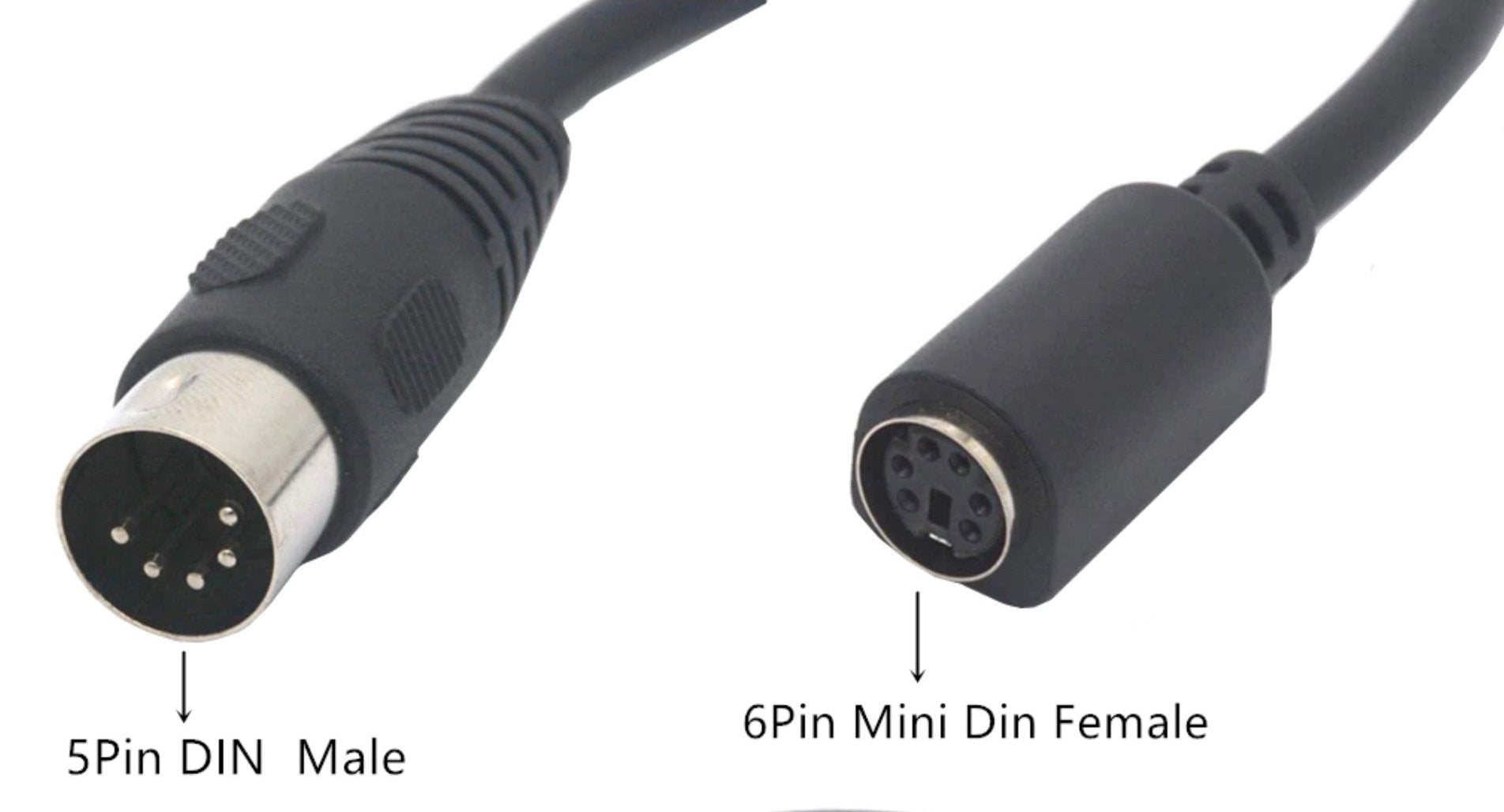 5-Pin Din Male to Mini Din 6-pin PS2 Female Keyboard Adapter Converter Cable