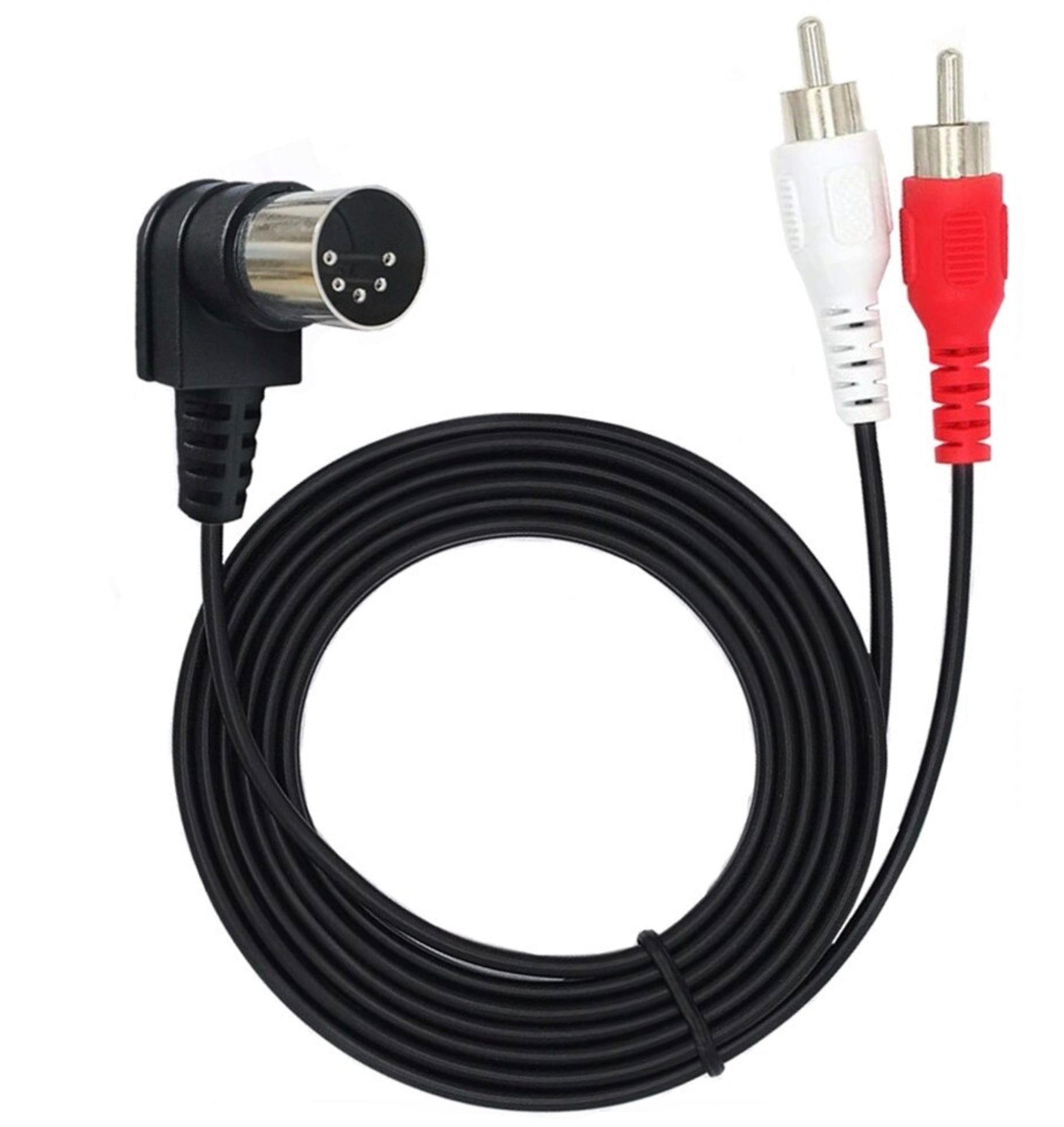 Cable with audio/video connectors on a white background