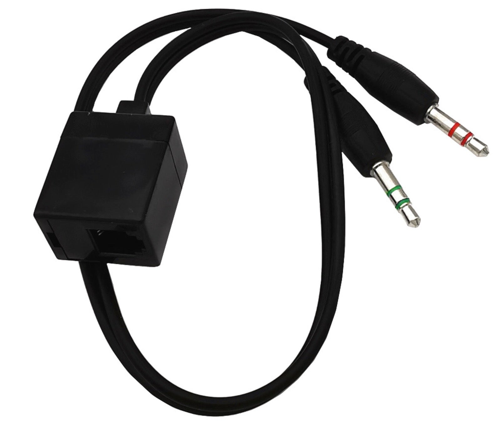 4P4C RJ11 Female to Double 3.5mm Male Y Splitter Cable for VoIP Headsets