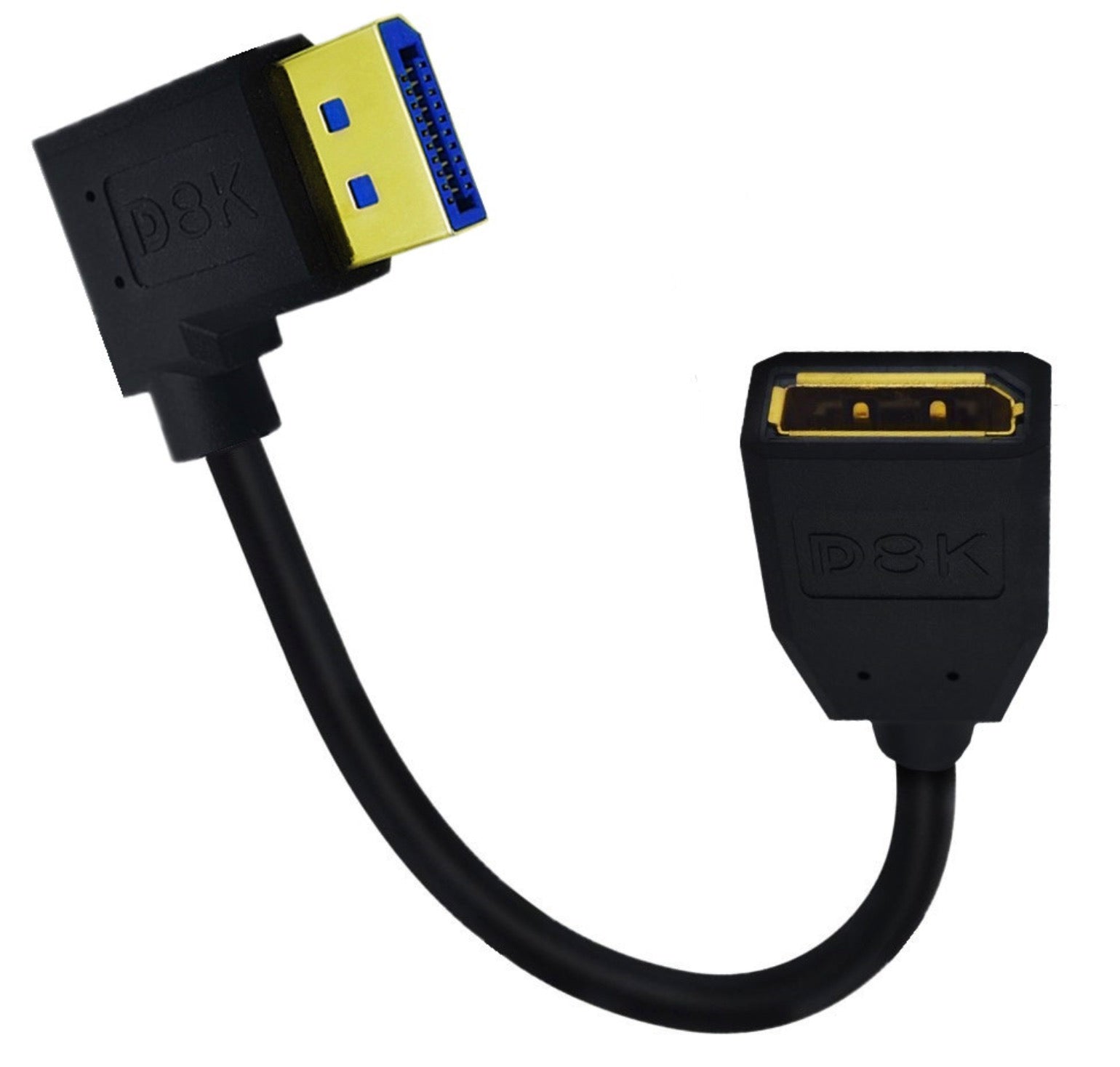 8K DisplayPort 1.4 Right Angled Male to Female Extension Cable HDR 8K@60Hz