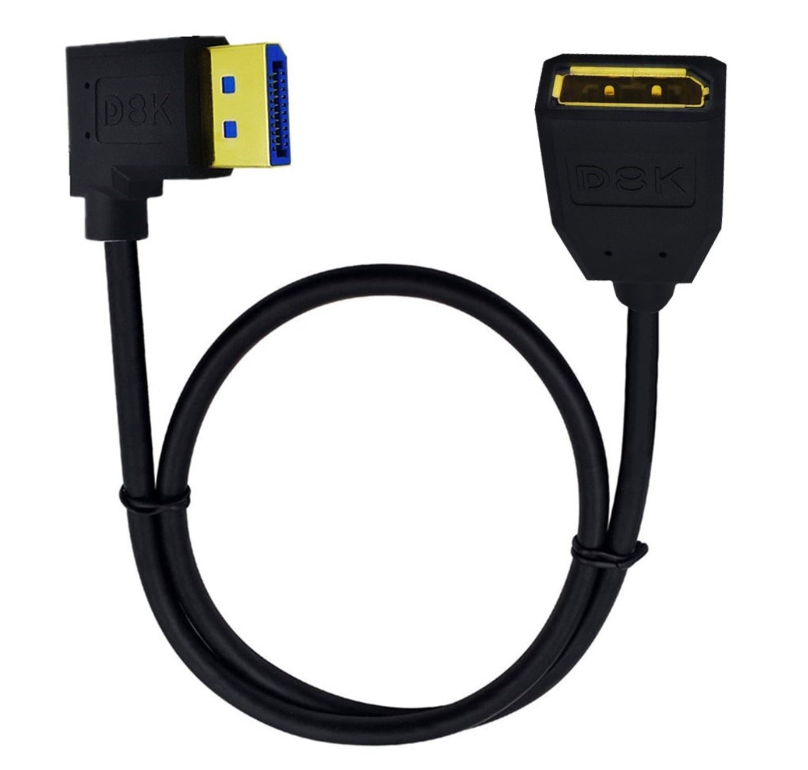 8K DisplayPort 1.4 Right Angled Male to Female Extension Cable HDR 8K@60Hz