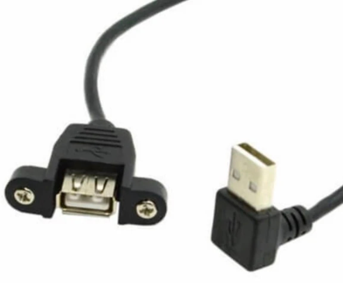 USB 2.0 Type A Male to Female Panel Mount Extension Cable 1m