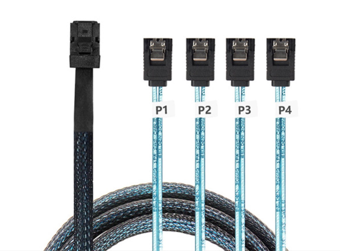 Mini SAS SFF-8643 to 4 x SATA 7-pin Forward Breakout Cable For RAID Card Controller