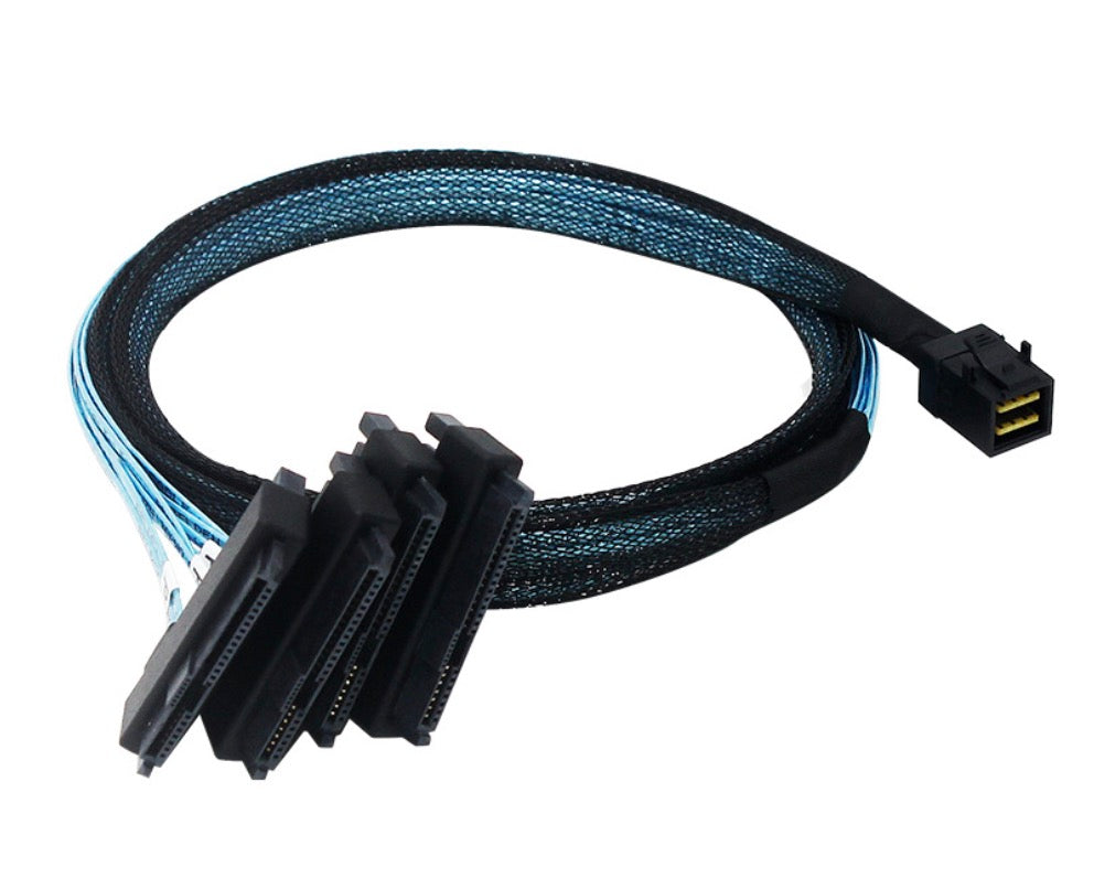 SFF-8643 Internal Mini SAS HD to 4 x 29pin SFF-8482 Connectors with SAS 15pin Power Port Cable