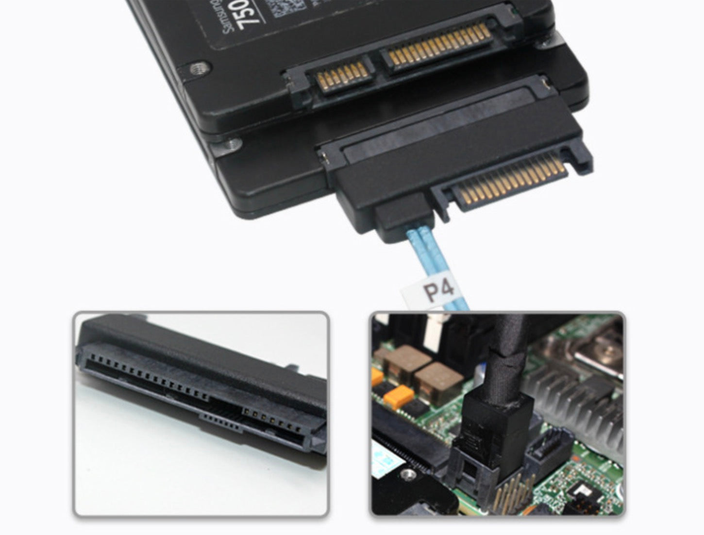 SFF-8643 Internal Mini SAS HD to 4 x 29pin SFF-8482 Connectors with SAS 15pin Power Port Cable