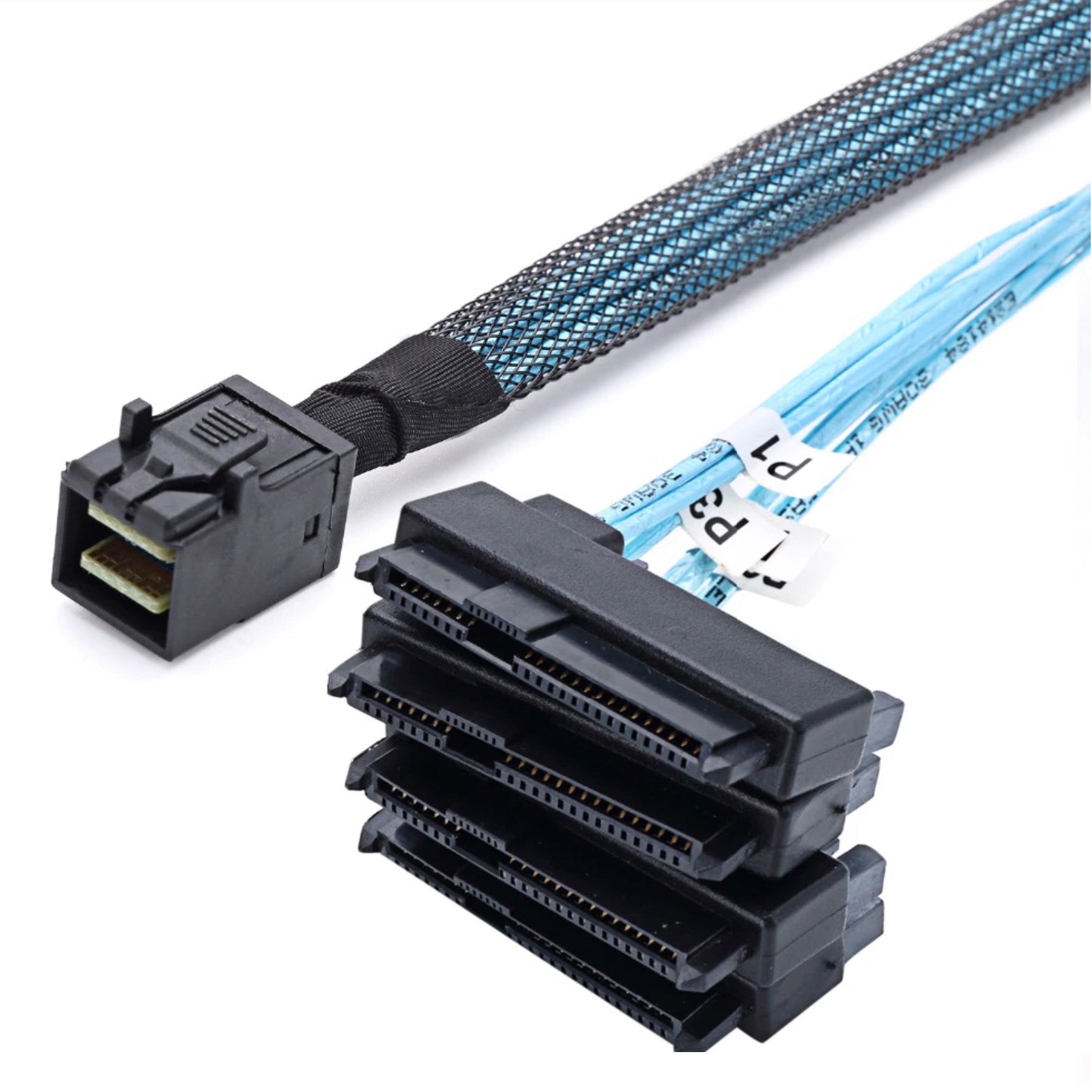 SFF-8643 Internal Mini SAS HD to 4 x 29pin SFF-8482 Connectors with SAS 15pin Power Port Cable