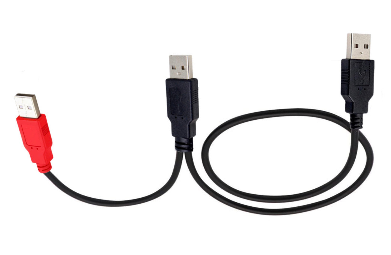 USB 2.0 A Male to Dual USB 2.0 A Male Y Splitter Cable with Extra Power Connector 0.8m
