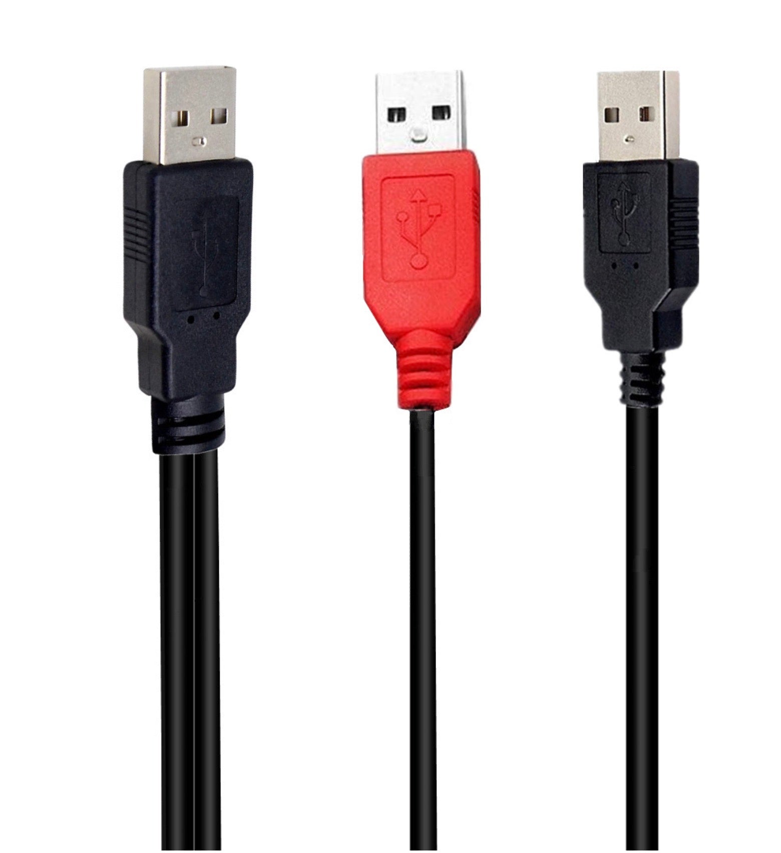 USB 2.0 A Male to Dual USB 2.0 A Male Y Splitter Cable with Extra Power Connector 0.8m