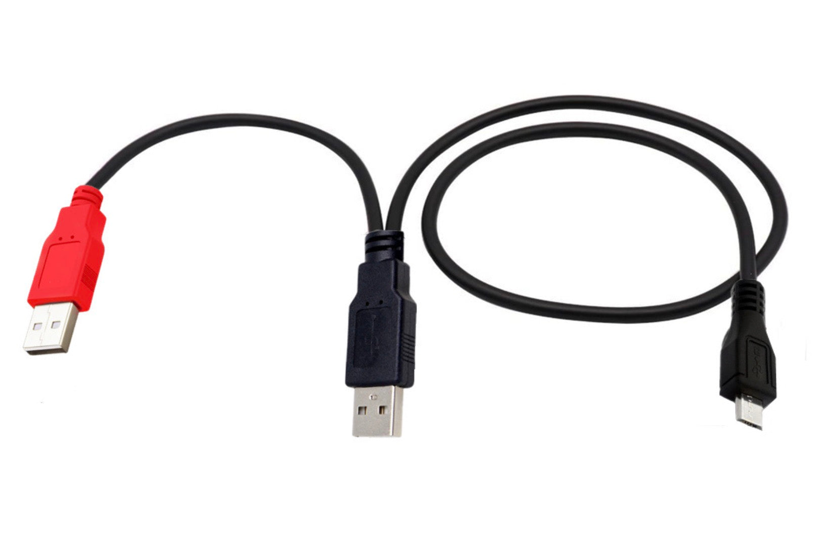 Micro B Male to Dual USB 2.0 A Male Y Splitter Cable For External Hard Drive 0.8m