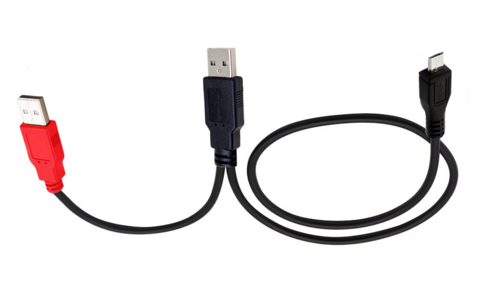 Micro B Male to Dual USB 2.0 A Male Y Splitter Cable For External Hard Drive 0.8m